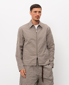 Moncler Коричнева сорочка Vichy в клітинку на блискавці L10912F00061599DI