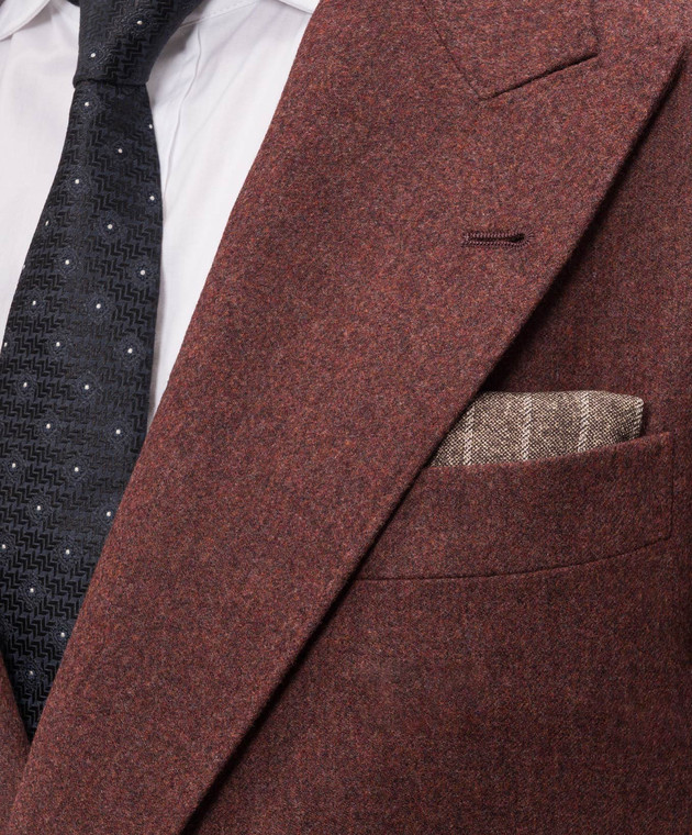 Brunello Cucinelli Коричневый платок-паше из шелка в полоску MI8960091 изображение 2
