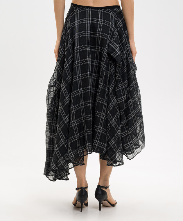 Marc Le Bihan Чорна спідниця з шовком в клітинку 2567 зображення 4