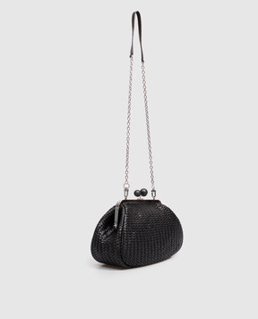 Max Mara Weekend Черная кожаная плетеная сумка AERE WKAERE