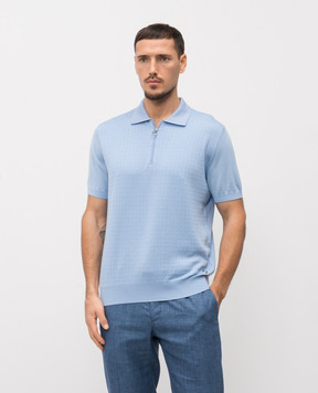 Stefano Ricci Блакитне поло з вовни, кашеміру та шовку W505507P31W26150