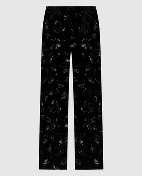 Asceno Чорні оксамитові штани Loreto з шовком B065F65C01