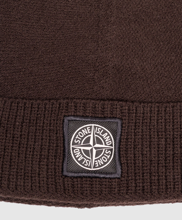 Stone Island Коричнева шапка-біні з вовною L2S15N100007S01A1 зображення 4