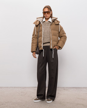 Brunello Cucinelli Коричневий стьобаний пуховик MH5257216