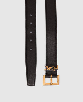 Saint Laurent Черный кожаный ремень Cassandre 634437BOO0W