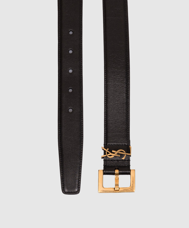 Saint Laurent Черный кожаный ремень Cassandre 634437BOO0W изображение 3