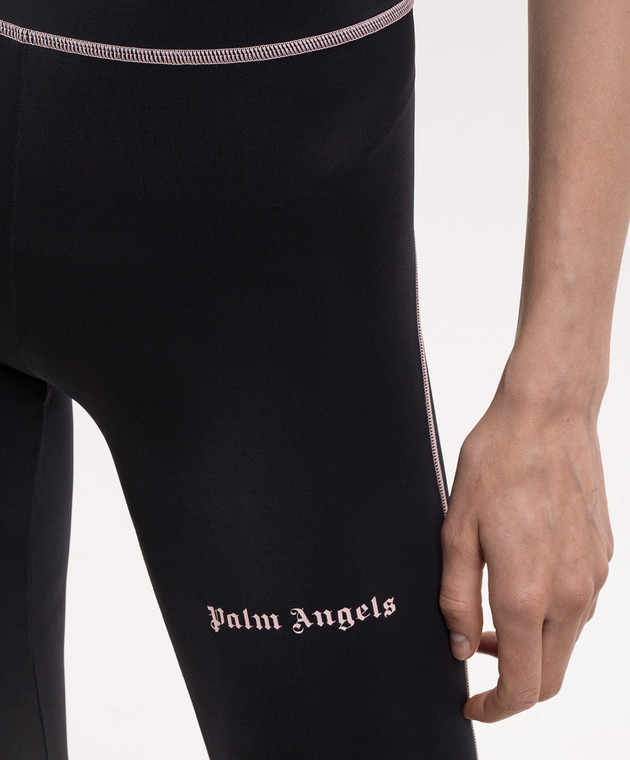 Palm Angels Чорні легінси з контрастним принтом логотипа PWVG020S26FAB001 зображення 5