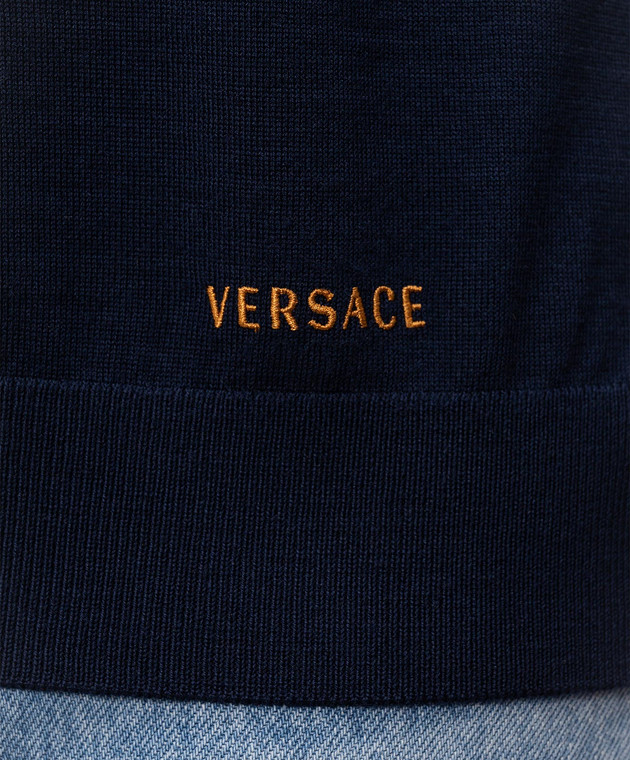 Versace Синий джемпер из шерсти 10244381A17823 изображение 5
