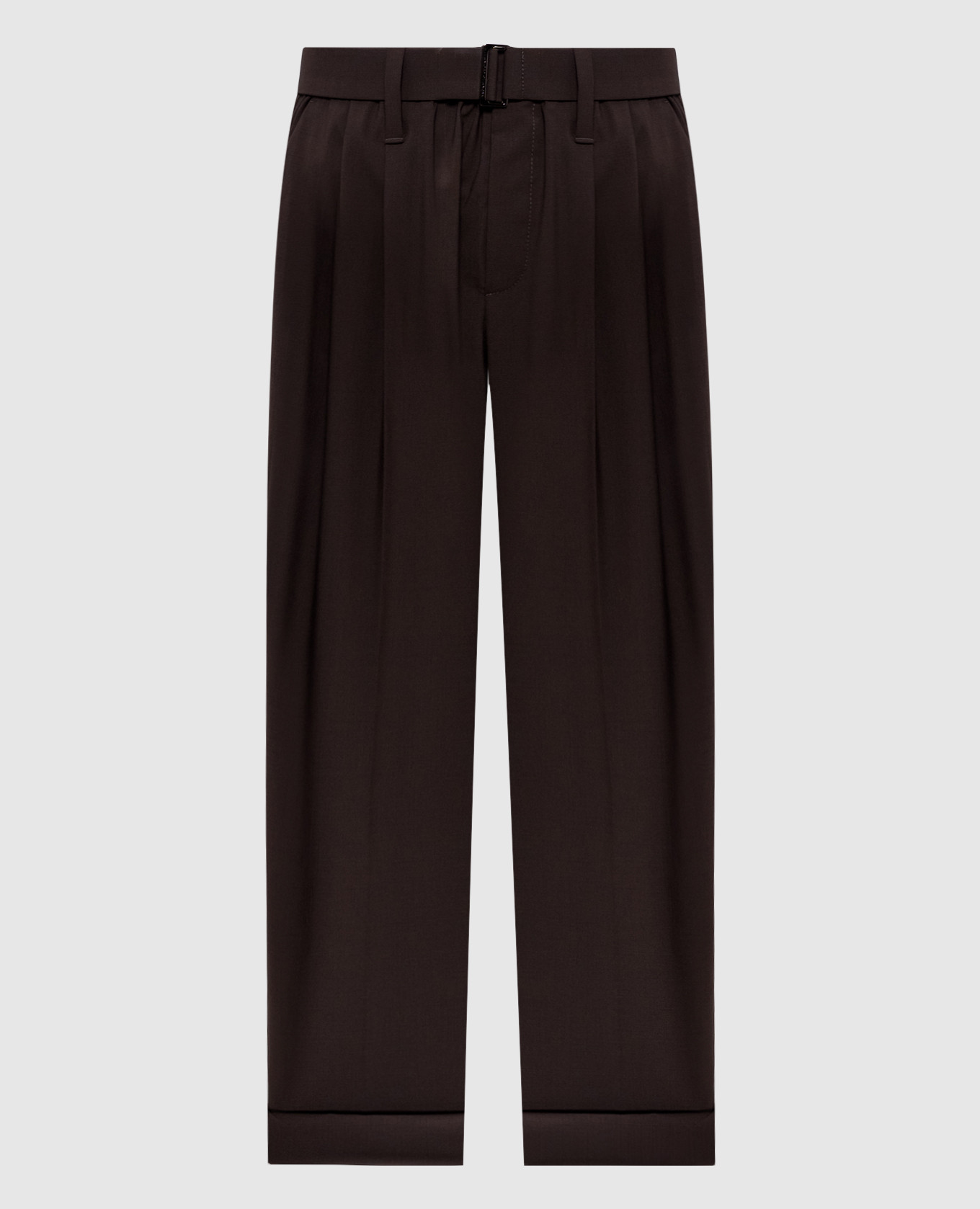 

Коричневые брюки с шерстью, Коричневый, Укороченные брюки