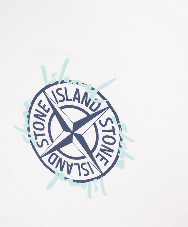 Stone Island Детская белая футболка с принтом логотип логотип L1S162100009S037968 изображение 3