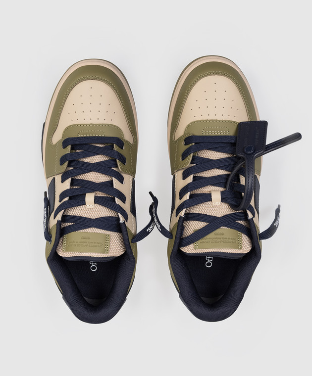 Off-White Детские кроссовки цвета хаки Out Of Office OBIA011S26LEA001 изображение 4