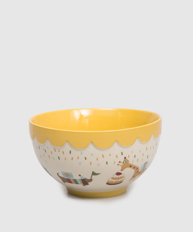 Бежевая детская керамическая миска Celebrate