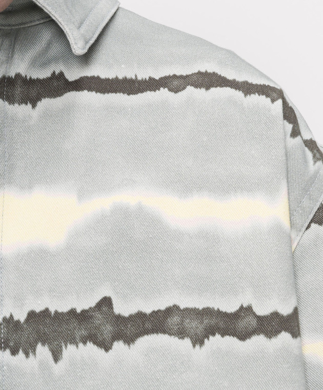 Off-White Сіра джинсова сорочка з принтом Tie Dye 44MES01FZ26F001 зображення 5