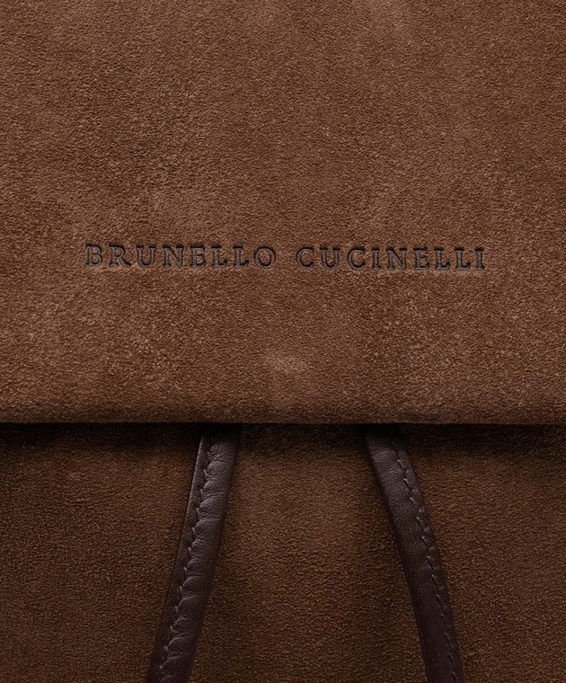 Brunello Cucinelli Коричневий замшевий рюкзак з тисненням логотипа MBDLB2826P зображення 4