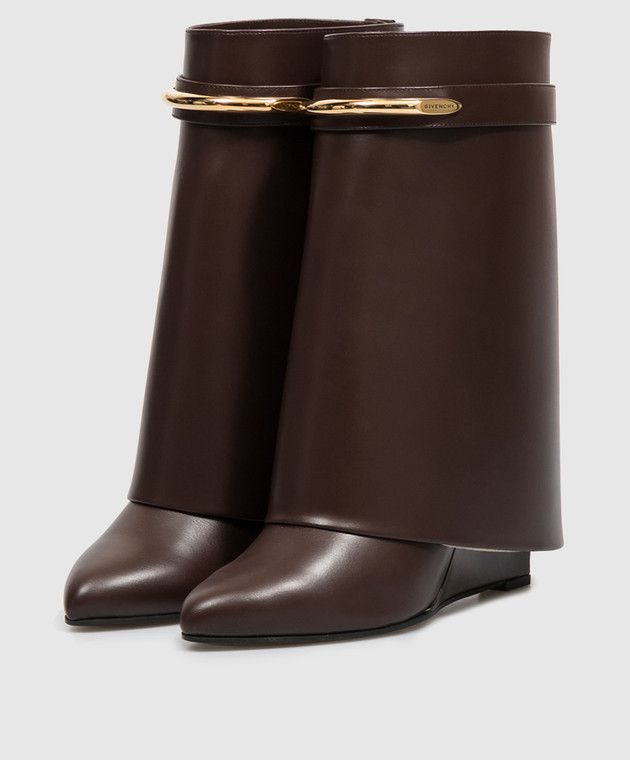 Givenchy Коричневі шкіряні чоботи Shark Pinch BE605LE1J7 зображення 2