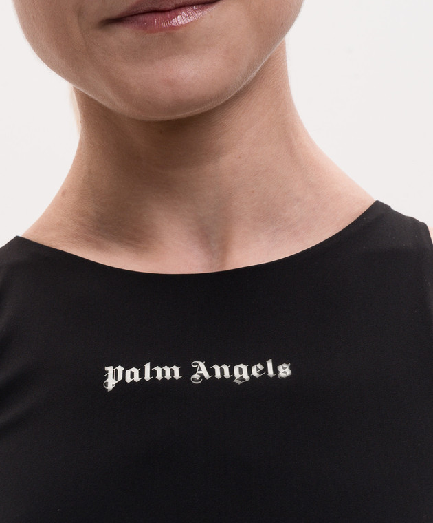 Palm Angels Чорний топ з принтом логотипом PWVO039S26FAB001 зображення 5