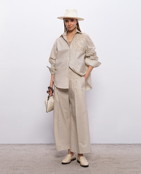 Brunello Cucinelli Бежевая рубашка с пайетками M0F79RJ926