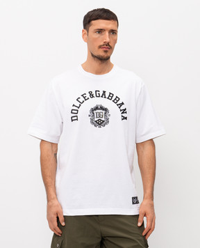 Dolce&Gabbana Біла футболка з контрастною вишивкою логотипа G8PN9ZG7POP