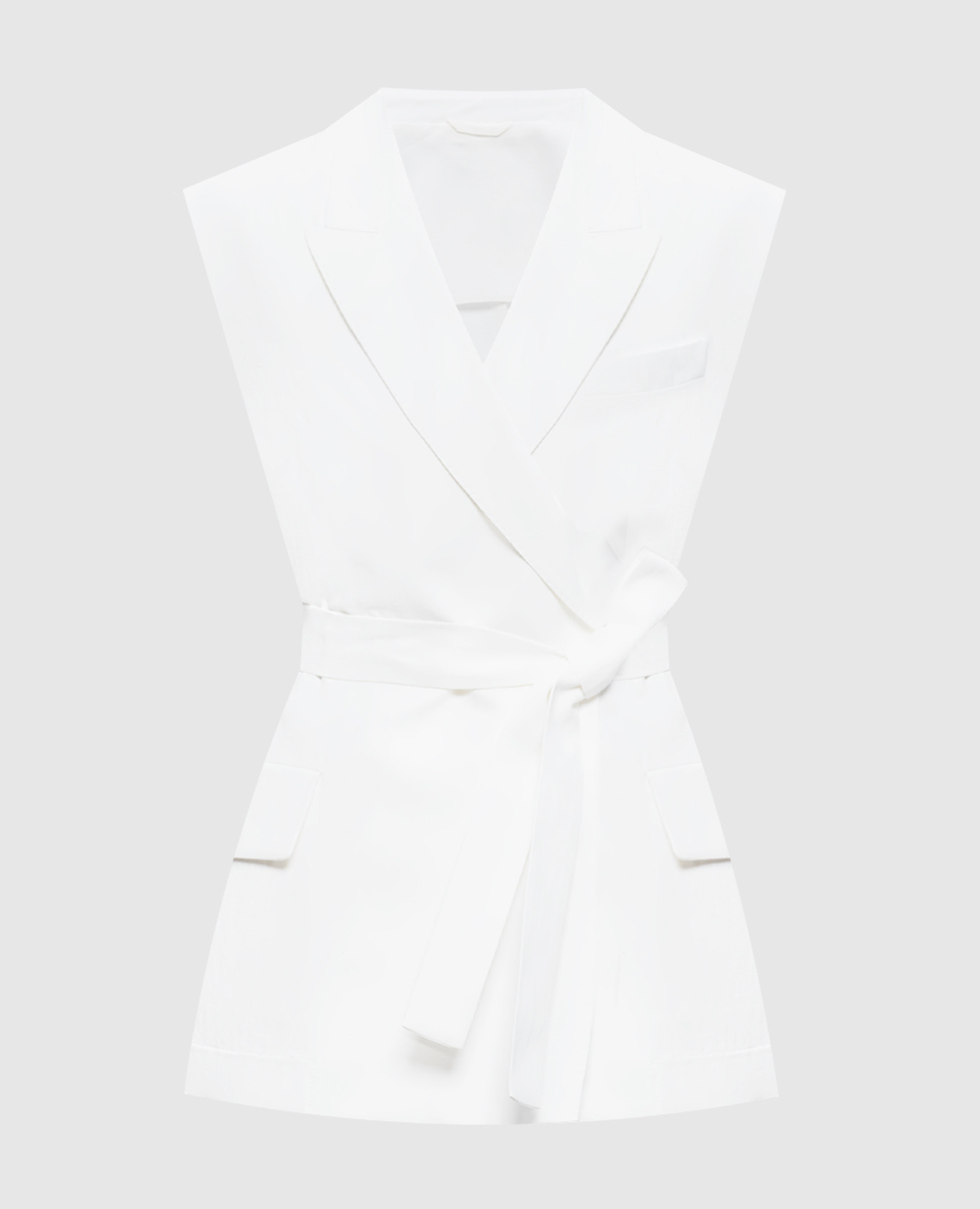 Белый жилет на запах с льном