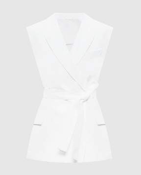 Brunello Cucinelli Білий жилет на запах з льоном MH1267754