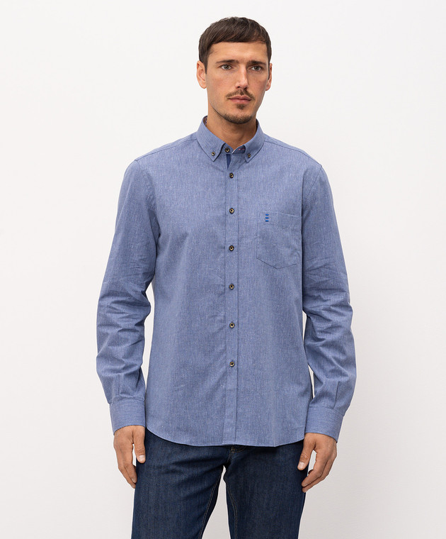Florentino Синяя рубашка с леном 126728614804 изображение 3