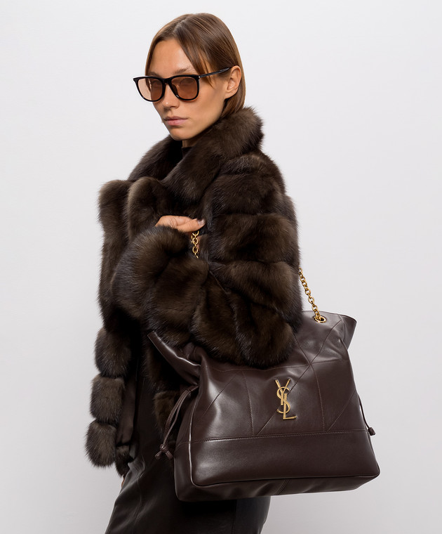Saint Laurent Коричневая кожаная сумка-тоут JAMIE 809824AAB32 изображение 2