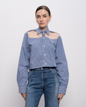 Vetements Синяя укороченная рубашка в полоску WE76SH375NS