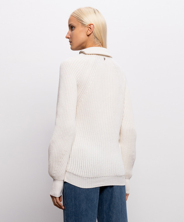 Dondup Свитер из шерсти цвета айвори на молнии DT453M01028D002 изображение 4
