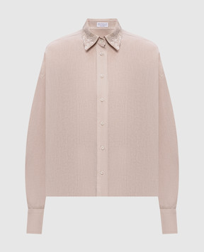 Brunello Cucinelli Сіра сорочка з льону з паєтками MA698RH306