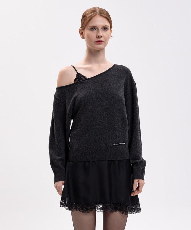 Alexander Wang Черное платье из шелка двойной конструкции 1KC4266102 изображение 3