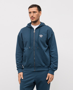 Versace Синяя спортивная куртка с вышивкой эмблемы 10213451A16458