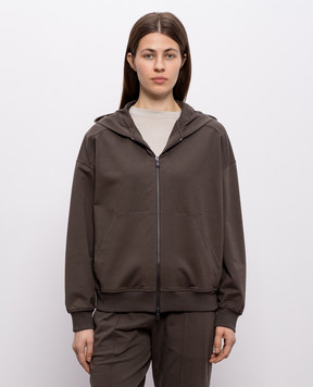 Brunello Cucinelli Коричнева спортивна куртка з ланцюжком моніль MH827FB706