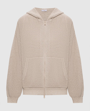 Brunello Cucinelli Бежевий ажурний кардиган з люрексом MST263306