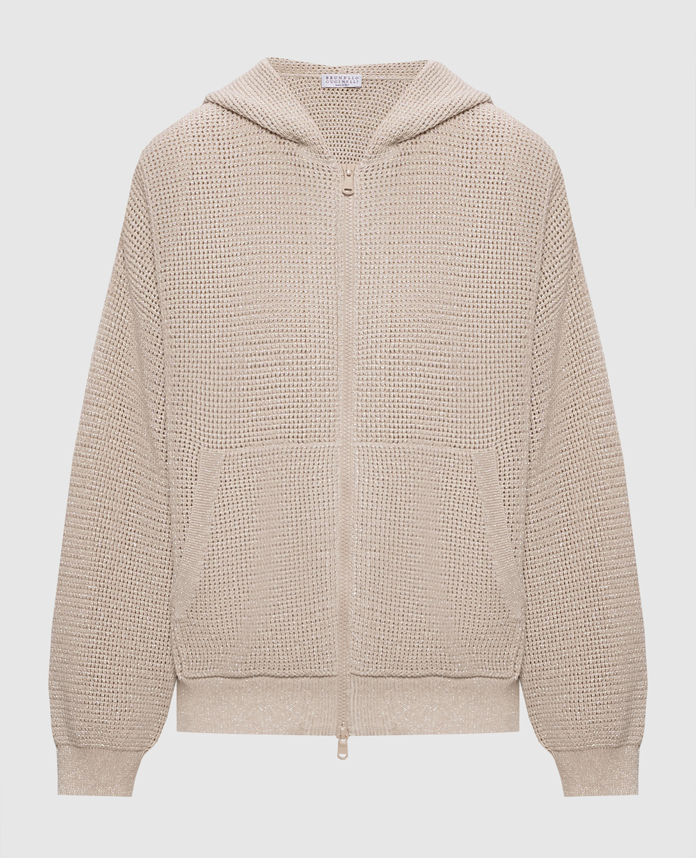 

Бежевый ажурный кардиган с люрексом, Кардиганы