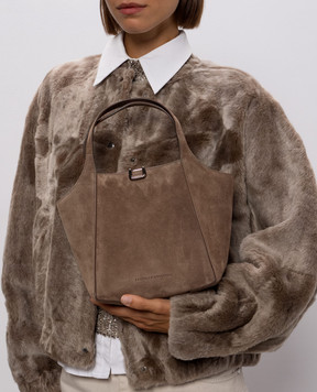 Brunello Cucinelli Коричневая замшевая сумка Storial с тиснением логотипа MBDLB2840
