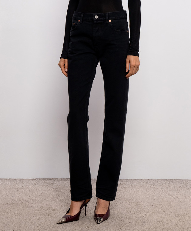 Saint Laurent Черные джинсы с логотип патч 827965Y29WB изображение 3