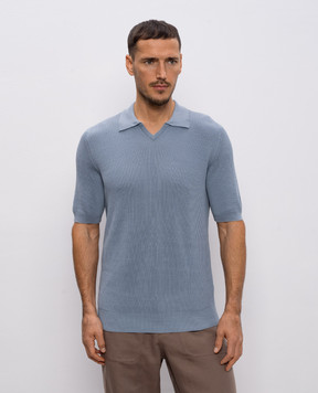 Brunello Cucinelli Блакитна футболка з коміром-поло M29400015