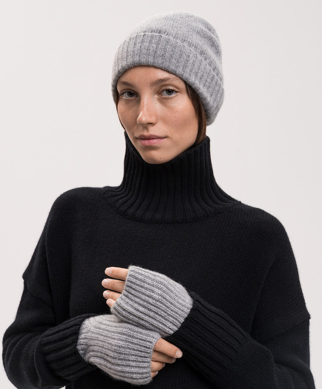 Allude Сіра шапка з кашеміру з відворотом 26511245 зображення 2