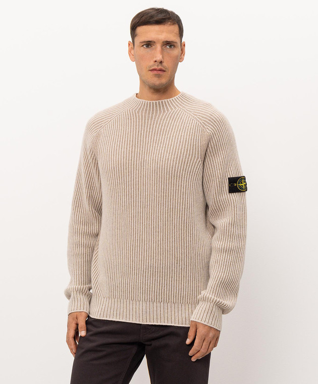 Stone Island Бежевий светр з кашеміру та вовни L2S155100043S0N21 зображення 3