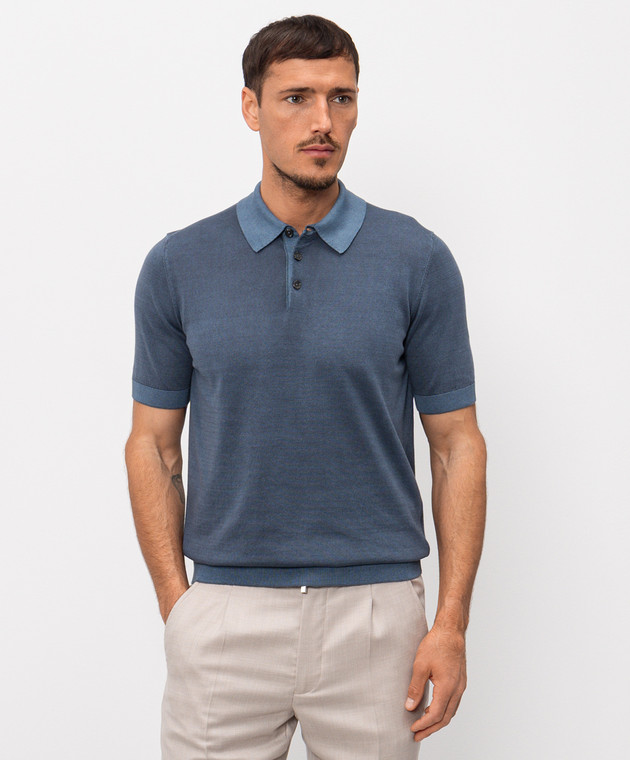Cashmere&Whiskey Синее поло из хлопка M54268052 изображение 3