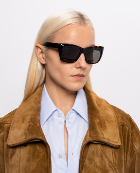 Saint Laurent Коричневые солнцезащитные очки 923 с эффектом черепахового панциря A003D8Y9956