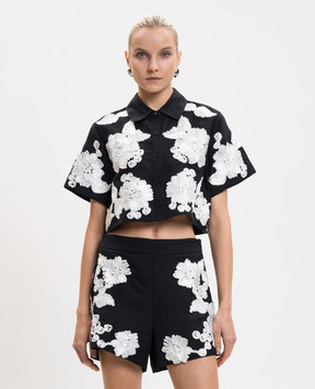 Simkhai Чорна укорочена сорочка Callie Soutache з льоном 1262287SW