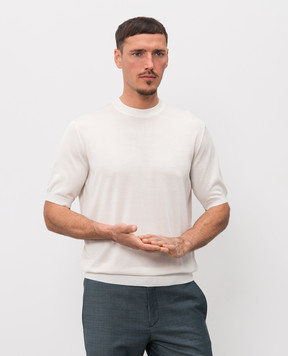 Stefano Ricci Футболка із шовку кольору айворі з нашивкою логотипа K616006G12F26102