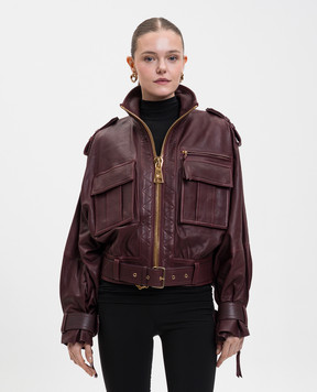 Balmain Бордова шкіряна куртка FF0TF510LE05