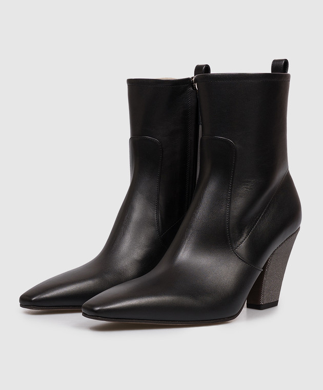 Brunello Cucinelli Черные кожаные ботильоны цепочкой мониль MZSKC2600P изображение 2