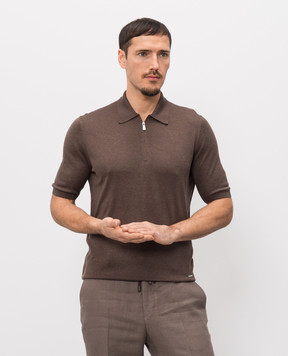 Enrico Mandelli Коричневое поло из шелка с нашивкой логотипа 3K065A5674
