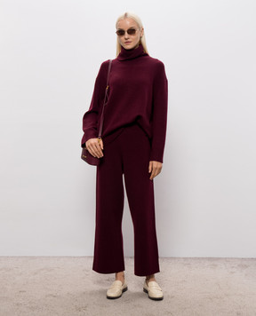 Allude Бордовий светр з вовни і кашеміру з розрізами 26517105