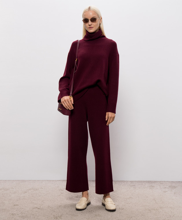 Allude Бордовий светр з вовни і кашеміру з розрізами 26517105 зображення 2