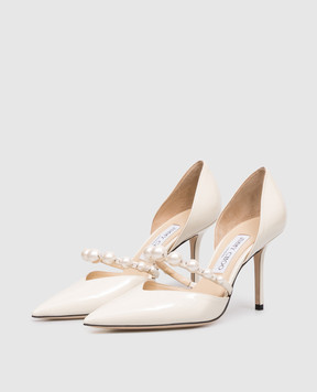 Jimmy Choo Шкіряні лаковані туфлі Aurelie кольору айворі AURELIE85XKM