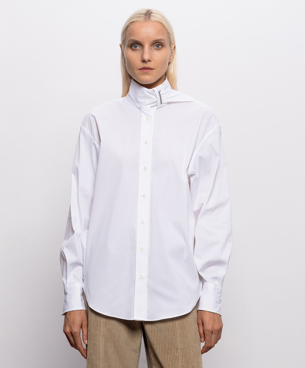 Brunello Cucinelli Белая рубашка с цепочкой мониль MP091M2I16 изображение 3